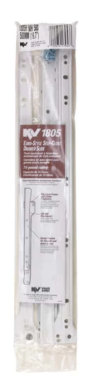 Knape & Vogt 20 In. L Steel Self Close Drawer Slide 2 Pk