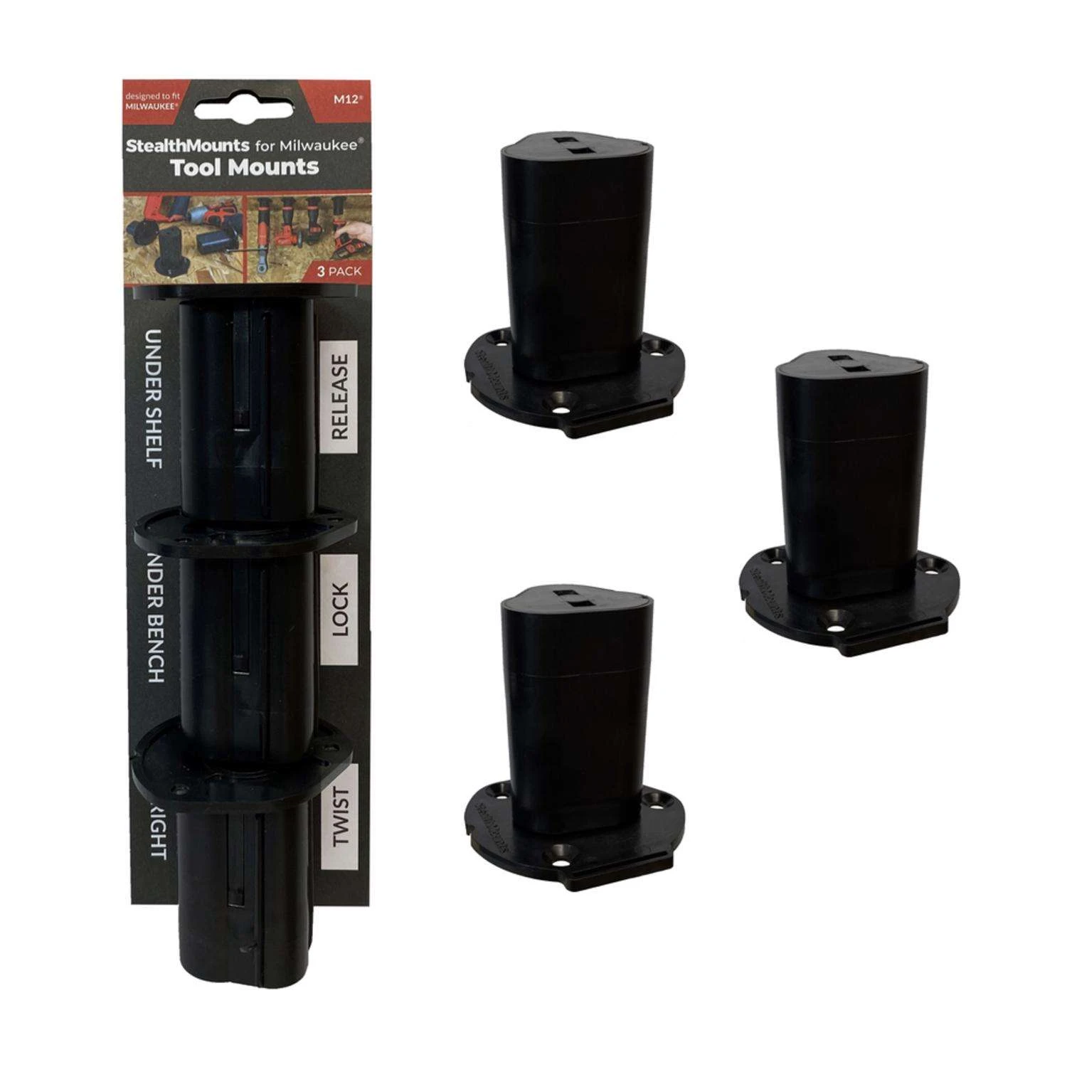 StealthMounts Black ABS Tool Holder 3 Pk 3 StealthMounts Black ABS Tool Holder 3 Pk