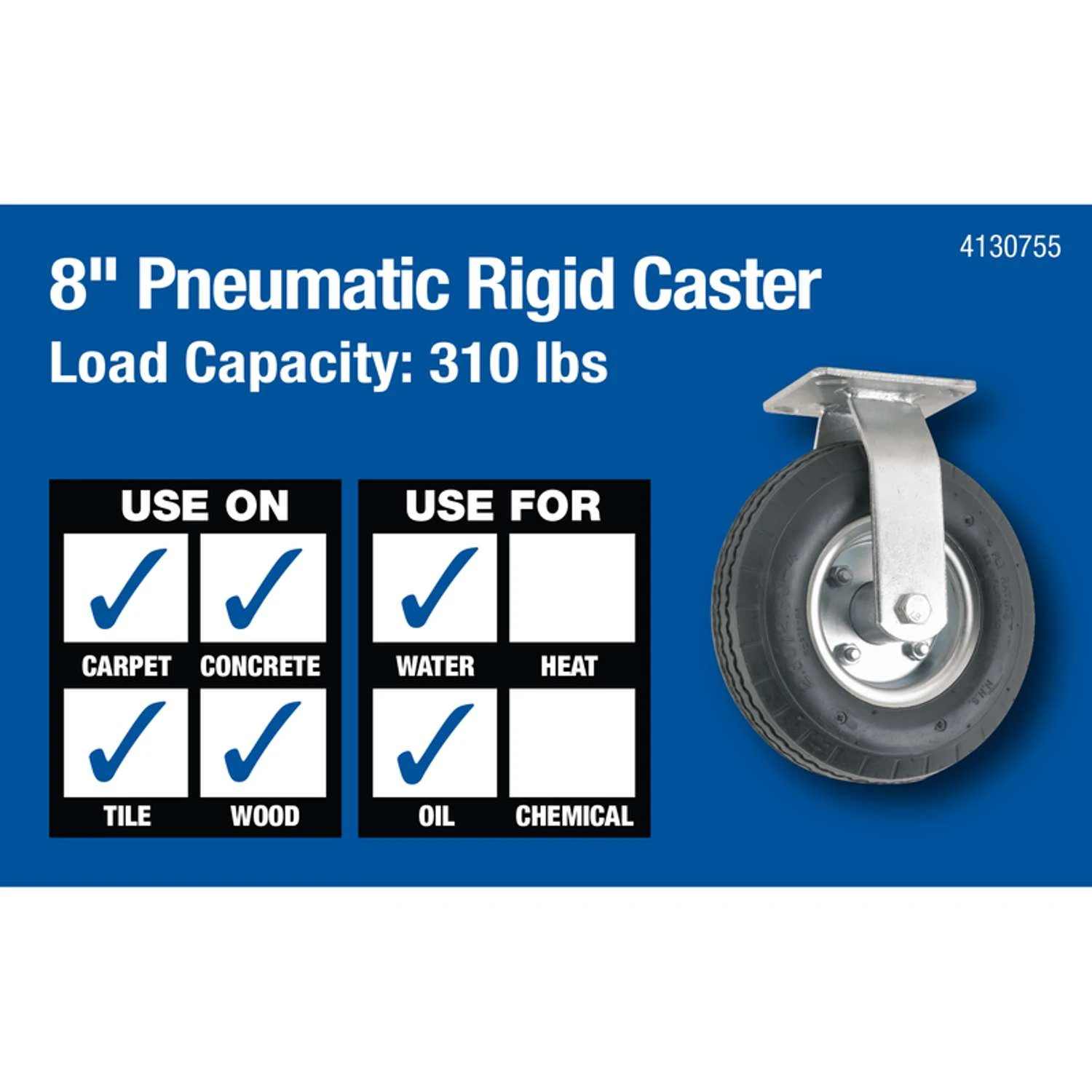 Titan 8 In. D Rubber Pneumatic Caster 310 Lb 1 Pk 3 Titan 8 In. D Rubber Pneumatic Caster 310 Lb 1 Pk