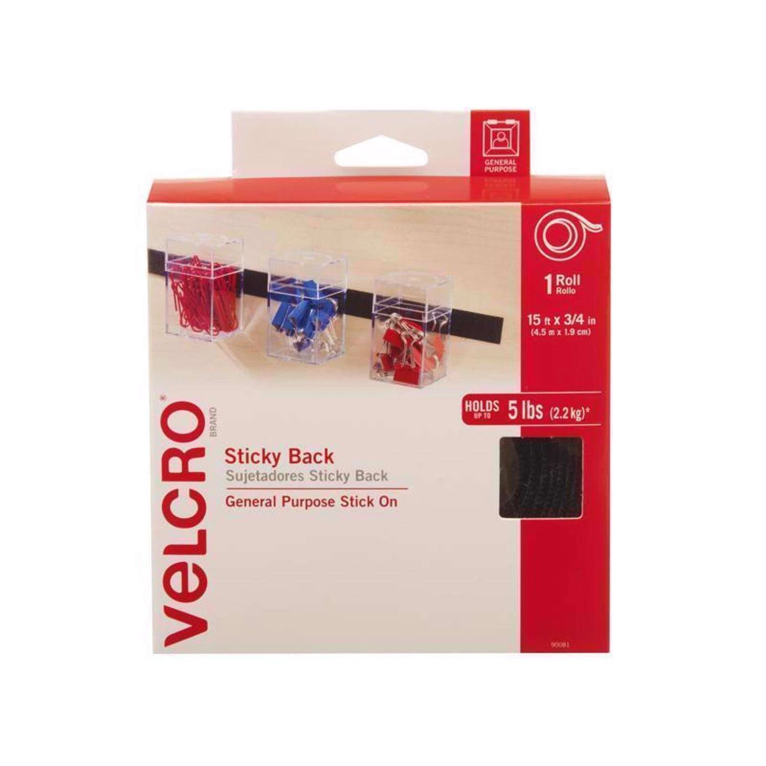 VELCRO Brand Sticky Back Large Nylon Hook And Loop Fastener 180 In. L 1 Pk 3 VELCRO Brand Sticky Back Large Nylon Hook And Loop Fastener 180 In. L 1 Pk