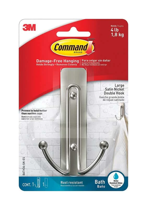 3M Command Large Plastic Double Hook 4.03 In. L 1 Pk 3 3M Command Large Plastic Double Hook 4.03 In. L 1 Pk