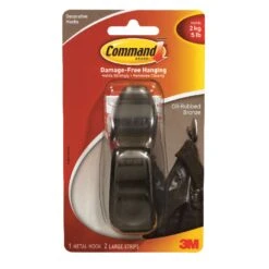 3M Command 4-1/8 In. L Oil Rubbed Bronze Metal Large Forever Classic Coat/Hat Hook 5 Lb. Cap. 1 Pk