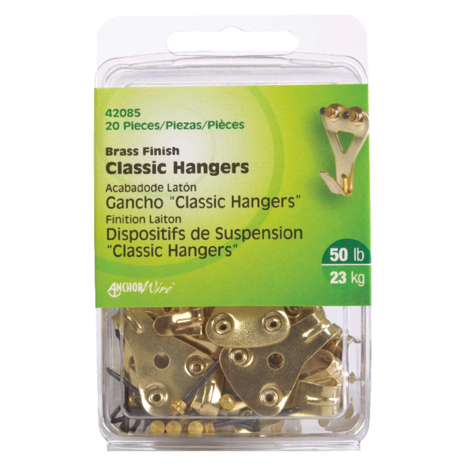 Hillman AnchorWire Brass-Plated Classic Picture Hanger 50 Lb 20 Pk 3 Hillman AnchorWire Brass-Plated Classic Picture Hanger 50 Lb 20 Pk