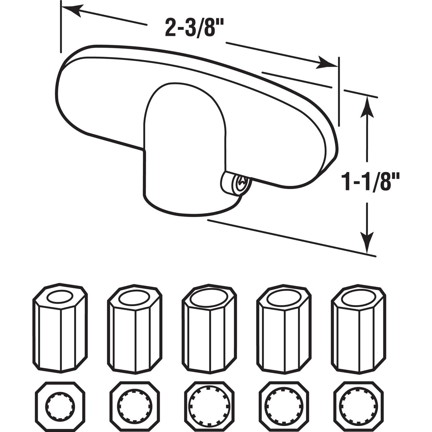 Prime-Line 2.4 In. L Die-Cast Bronze Zinc Universal Casement Tee Handles 2 Pk 4 Prime-Line 2.4 In. L Die-Cast Bronze Zinc Universal Casement Tee Handles 2 Pk - Image 2