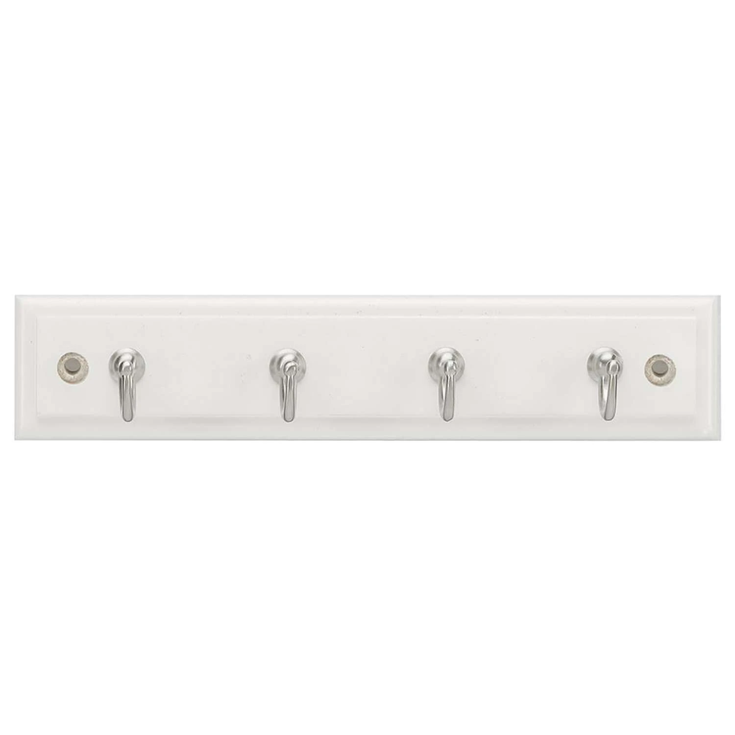 Hickory Hardware 8 In. L Satin Nickel White Wood Hook Rack 1 Pk 3 Hickory Hardware 8 In. L Satin Nickel White Wood Hook Rack 1 Pk