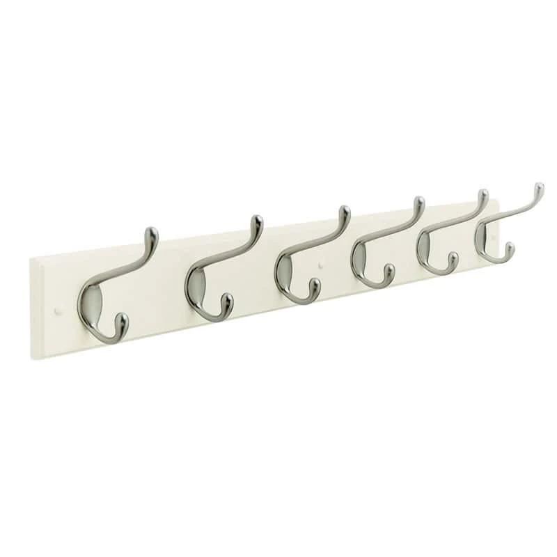 Amerock 27 In. L Silver/White Fiberboard/Zinc Medium Hook Rack 1 Pk 3 Amerock 27 In. L Silver/White Fiberboard/Zinc Medium Hook Rack 1 Pk