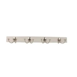 Spectrum 24 In. L Satin Nickel White Steel/Wood Hook Rack 1 Pk