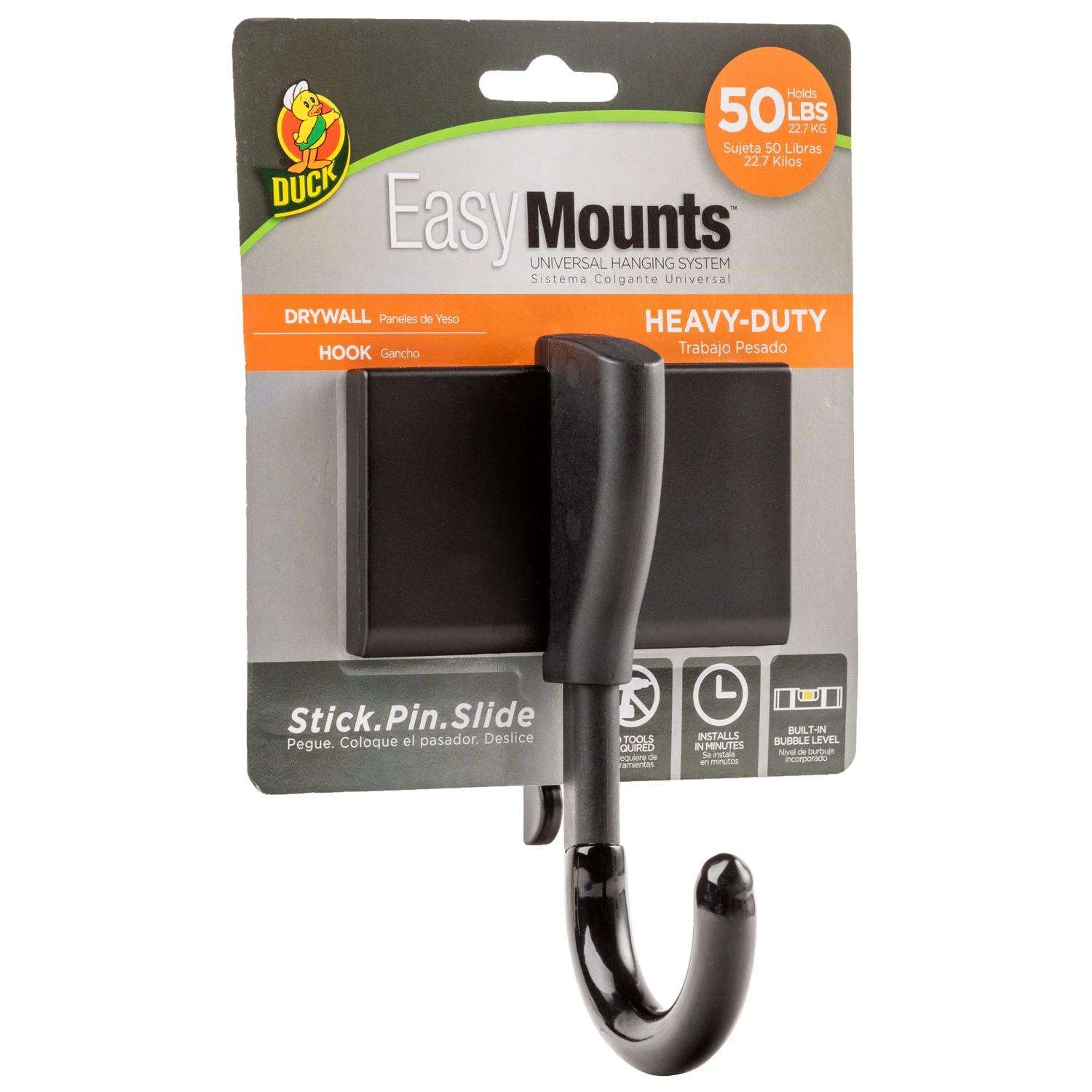 Duck EasyMounts 3.69 In. L Matte Black Fiberglass Medium Hook 50 Lb. Cap. 1 Pk 3 Duck EasyMounts 3.69 In. L Matte Black Fiberglass Medium Hook 50 Lb. Cap. 1 Pk