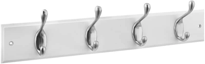 National Hardware 18 In. L Satin Nickel Wood Hook Rack 1 Pk 3 National Hardware 18 In. L Satin Nickel Wood Hook Rack 1 Pk