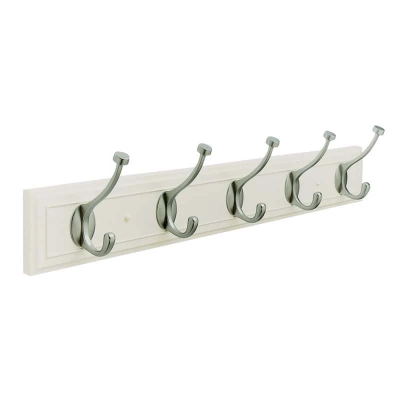 Amerock 27 In. L Silver/White Pine/Zinc Medium 5-Hook Rack 1 Pk 3 Amerock 27 In. L Silver/White Pine/Zinc Medium 5-Hook Rack 1 Pk