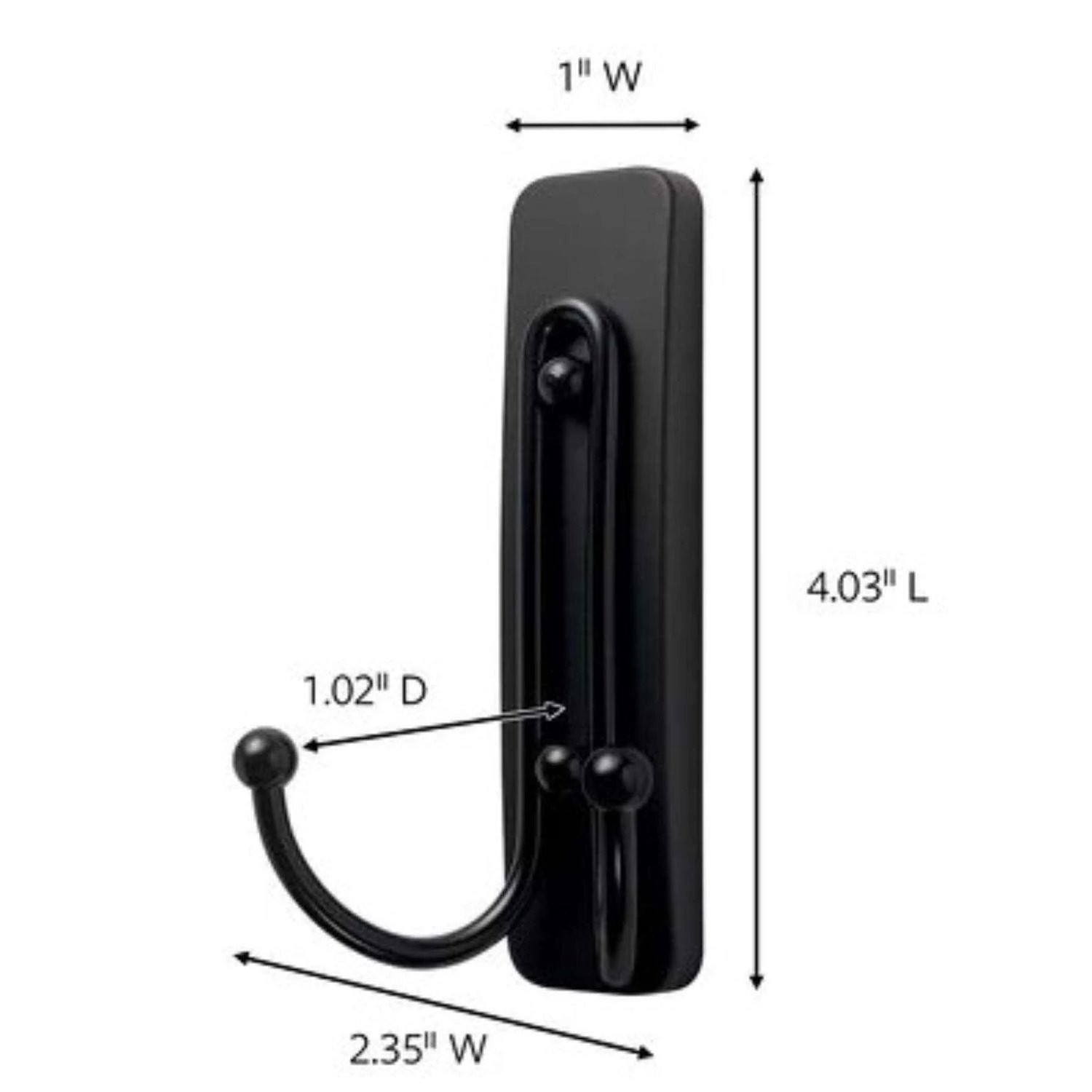 3M Command 2 In. L Matte Black Metal Large Double Hook 4 Lb. Cap. 1 Pk 4 3M Command 2 In. L Matte Black Metal Large Double Hook 4 Lb. Cap. 1 Pk - Image 2