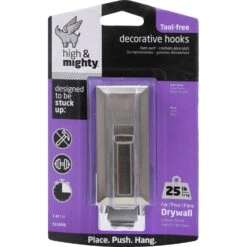 Hillman High & Mighty 3.5 In. L Satin Nickel Silver Metal Decorative Hooks 25 Lb. Cap. 1 Pk