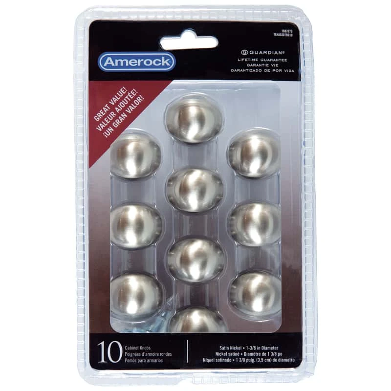 Amerock Allison Oval Cabinet Knob 1-3/8 In. D 1 In. Satin Nickel 10 Pk 4 Amerock Allison Oval Cabinet Knob 1-3/8 In. D 1 In. Satin Nickel 10 Pk - Image 2