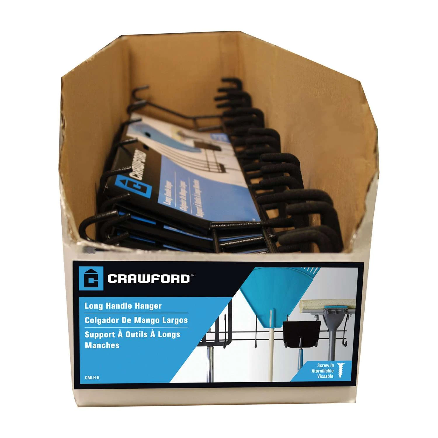 Crawford 28.5 In. L Powder Coated Black Steel Long Handle Hanger Utility 6-Hook Rack 10 Lb. Cap. 1 P 4 Crawford 28.5 In. L Powder Coated Black Steel Long Handle Hanger Utility 6-Hook Rack 10 Lb. Cap. 1 P - Image 2