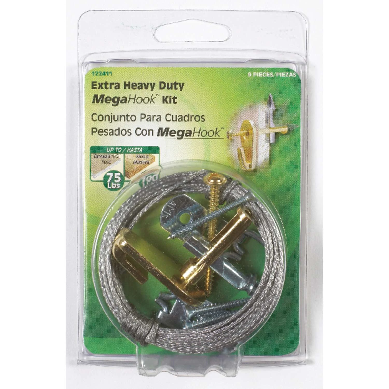 Hillman MegaHook Brass-Plated Silver Heavy Duty Picture Hook Kit 100 Lb 1 Pk 4 Hillman MegaHook Brass-Plated Silver Heavy Duty Picture Hook Kit 100 Lb 1 Pk - Image 2