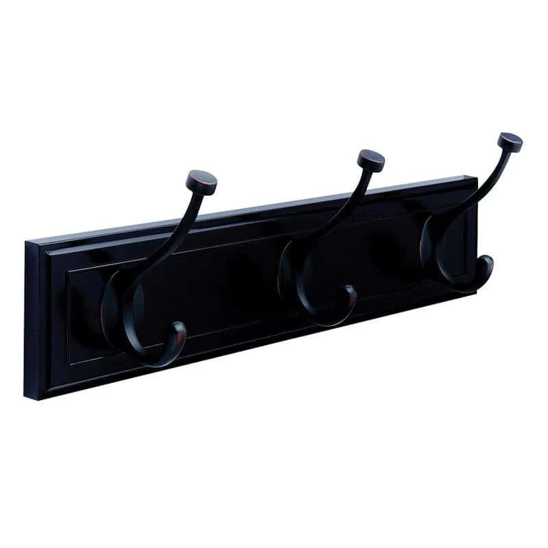 Amerock 18 In. L Mahogany/Oil Rubbed Bronze Fiberboard/Zinc Medium Hook Rack 1 Pk 3 Amerock 18 In. L Mahogany/Oil Rubbed Bronze Fiberboard/Zinc Medium Hook Rack 1 Pk