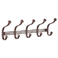 IDesign 15-1/4 In. L Bronze Silver Steel Large York Lyra 5-Hook Rack 1 Pk
