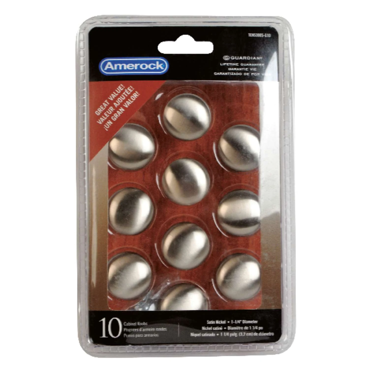 Amerock Allison Value Round Cabinet Knob 1-1/4 In. D 1-1/8 In. Satin Nickel 10 Pk 3 Amerock Allison Value Round Cabinet Knob 1-1/4 In. D 1-1/8 In. Satin Nickel 10 Pk