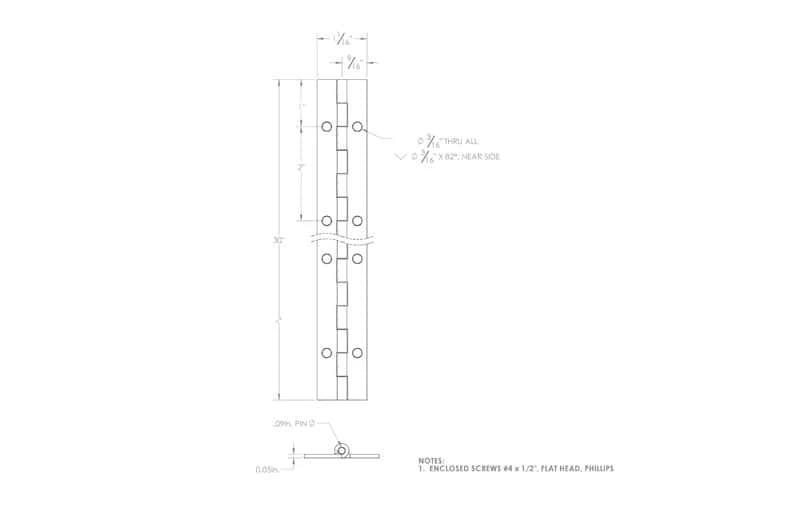 Ace 1 In. W X 30 In. L Bright Brass Brass Continuous Hinge 1 Pk 5 Ace 1 In. W X 30 In. L Bright Brass Brass Continuous Hinge 1 Pk - Image 3