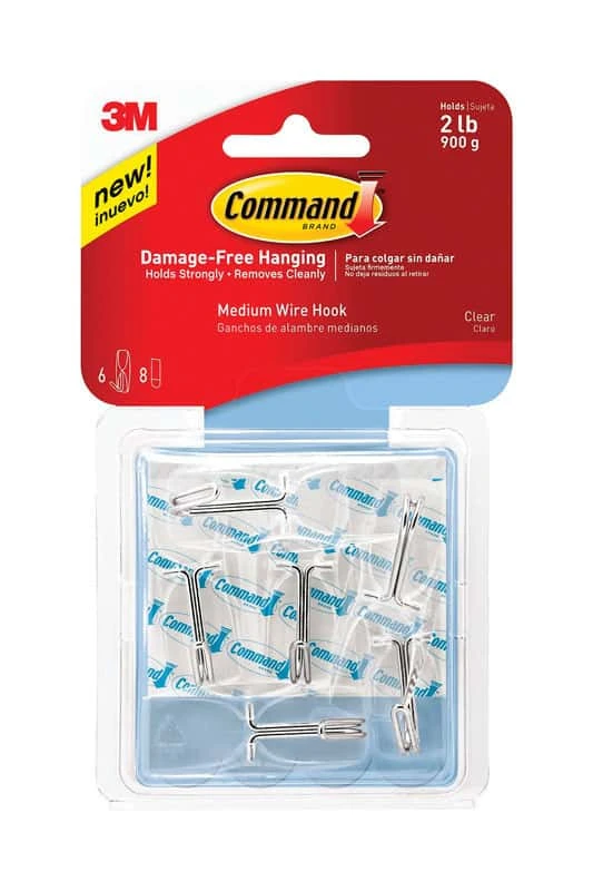 3M Command Medium Plastic Wire Hooks 2.17 In. L 6 Pk 3 3M Command Medium Plastic Wire Hooks 2.17 In. L 6 Pk
