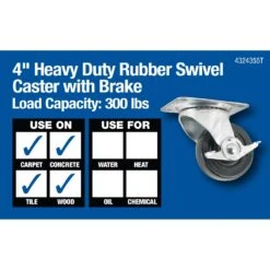 Titan 4 In. D Swivel Rubber Caster 300 Lb 1 Pk