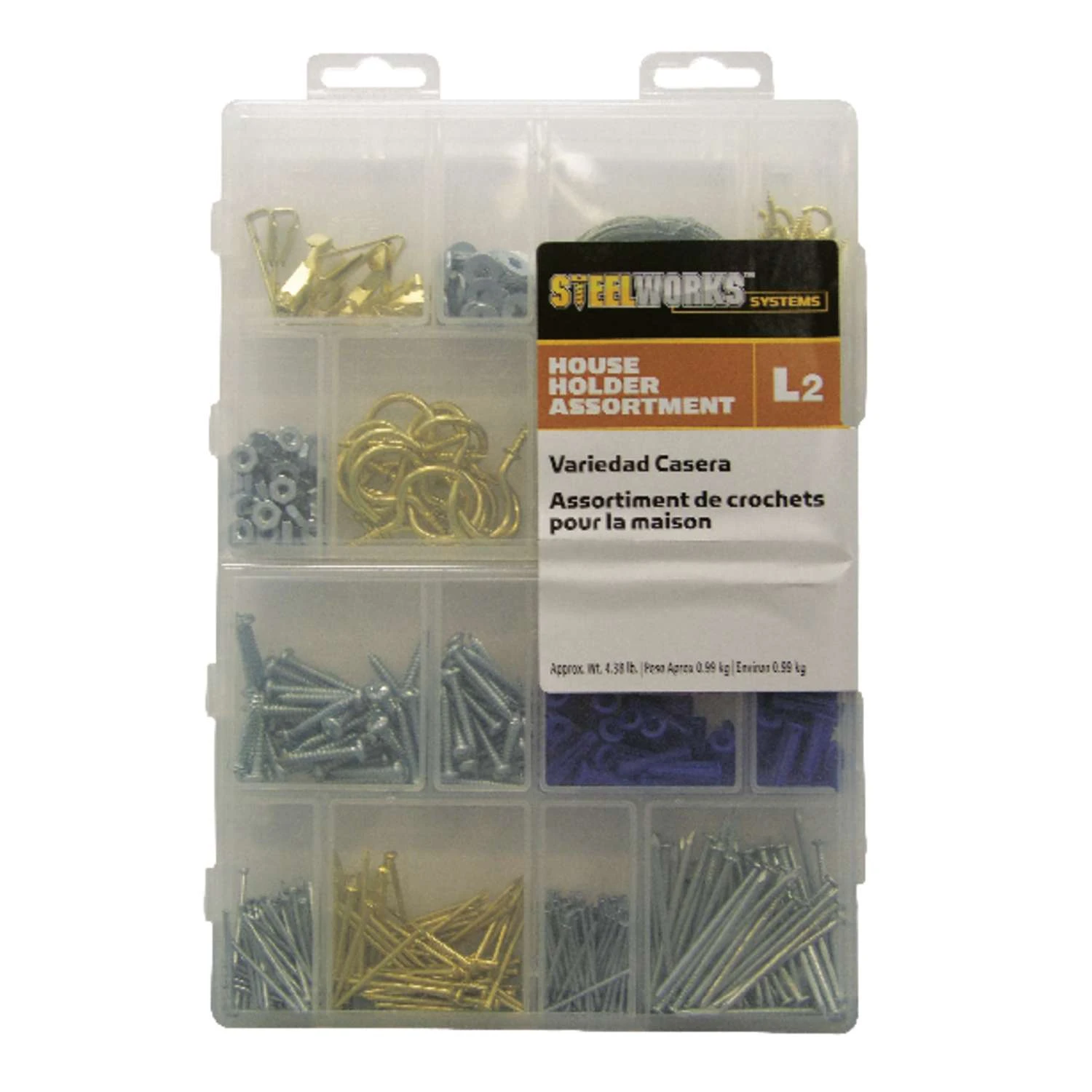 Hillman STEELWORKS L2 Brass-Plated Assorted House Holder Kit 50 Lb 1 Pk 3 Hillman STEELWORKS L2 Brass-Plated Assorted House Holder Kit 50 Lb 1 Pk