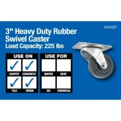 Softtouch 3 In. D Swivel Rubber Caster 225 Lb 1 Pk