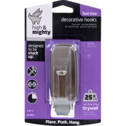 Hillman High & Mighty 3.5 In. L Satin Nickel Metal Scalloped Decorative Hooks 25 Lb. Cap. 1 Pk