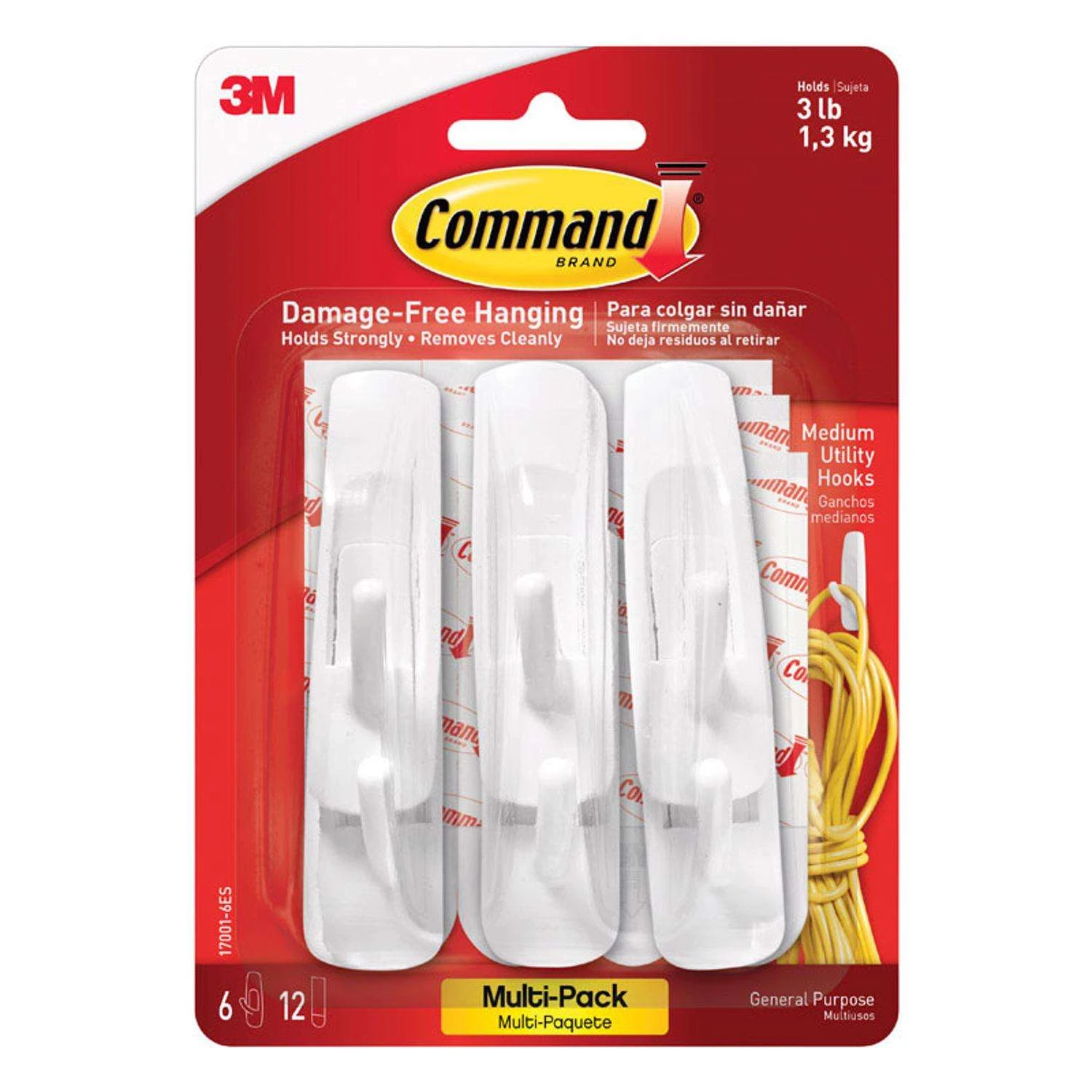 3M Command Medium Plastic Hook 3 In. L 6 Pk 3 3M Command Medium Plastic Hook 3 In. L 6 Pk