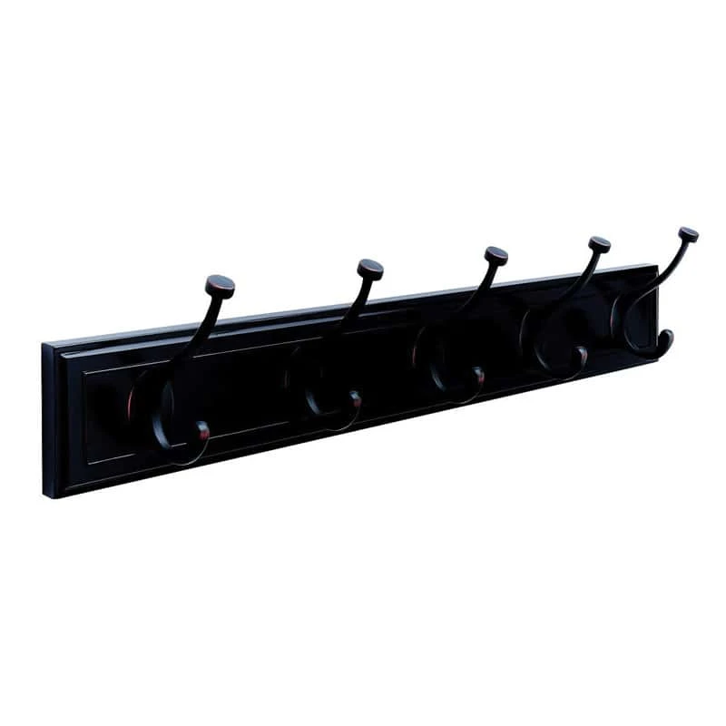 Amerock 27 In. L Mahogany/Oil Rubbed Bronze Fiberboard/Zinc Medium Hook Rack 1 Pk 3 Amerock 27 In. L Mahogany/Oil Rubbed Bronze Fiberboard/Zinc Medium Hook Rack 1 Pk