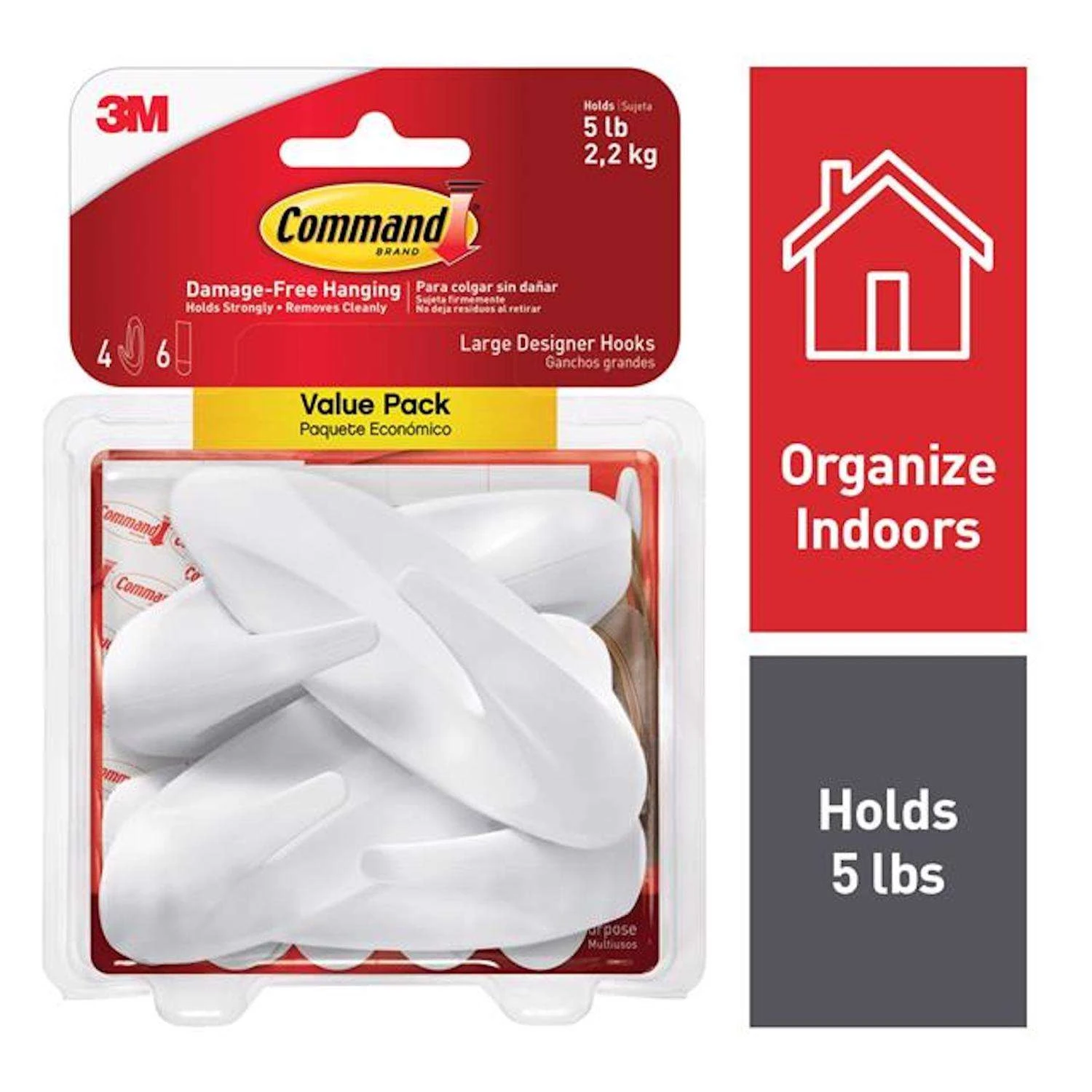 3M Command Large Plastic Designer Hooks 4.125 In. L 4 Pk 2 3M Command Large Plastic Designer Hooks 4.125 In. L 4 Pk