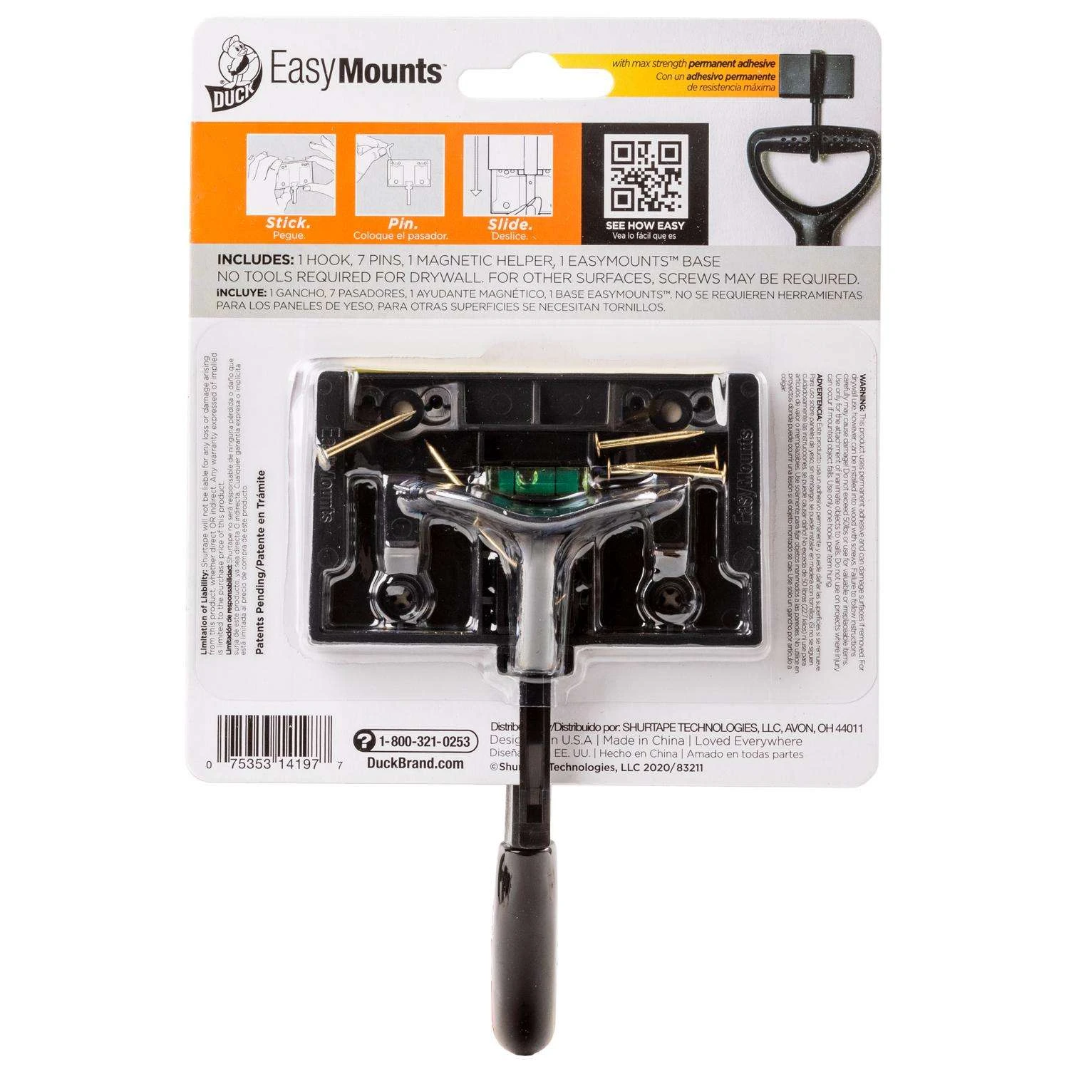 Duck EasyMounts 3.69 In. L Matte Black Fiberglass Medium Hook 50 Lb. Cap. 1 Pk 4 Duck EasyMounts 3.69 In. L Matte Black Fiberglass Medium Hook 50 Lb. Cap. 1 Pk - Image 2